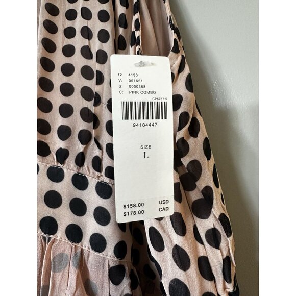 Maeve NWT Sleeveless Mock-Neck Back-Bow Swing Mini Dress Pink Black Large - Picture 5 of 11